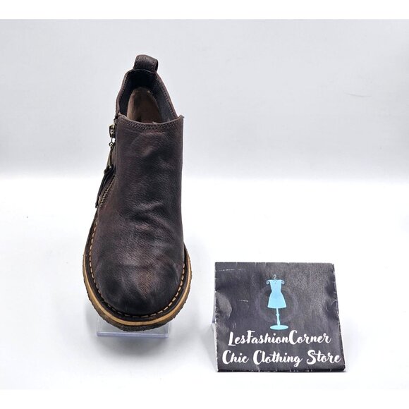 UGG Women's Dark Brown Leather Clementine Shearling Leather Ankle Boot Sz 7 2953 - Picture 15 of 16